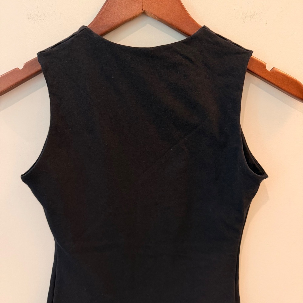 Quince Stretch Cotton Jersey High Neck Sleeveless Bodysuit Organic Black XS NWOT - Picture 7 of 9